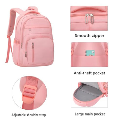 KBTYE Cute School Backpack for Women Men Casual Travel Laptop Backpack Aesthetic Lightweight College Bookbags for Kids(Pink) - color: Pink