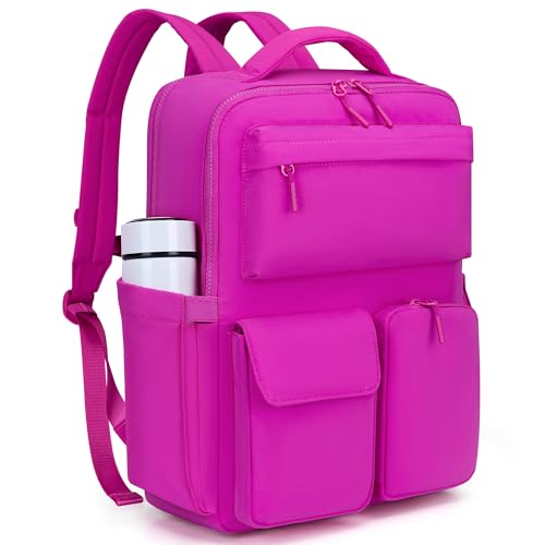 FODOKO Backpack for Work, Casual Backpack for Women Men Daypack Backpack for Travel College Bookbag Separate Compartment for 15.6 Inch Notebook Fuchsia - color: Fuchsia