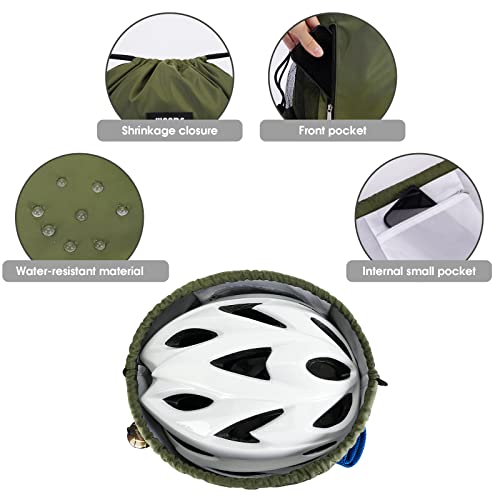 WANDF Drawstring Backpack Sports Gym Sackpack with Mesh Pockets Water Resistant String Bag for Women Men (Dark Green) - color: Green
