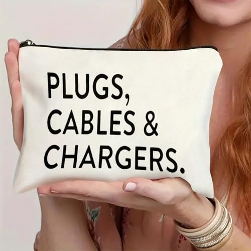 Plugs Cables & Chargers - Makeup Bag for Women Travel - Zipper Cosmetic Storage Bag with Vibrant Designs, Soft Fabric & Multi-Use Functionality (Gift for Birthdays, Graduation, Christmas) (Style A) - style: Style a