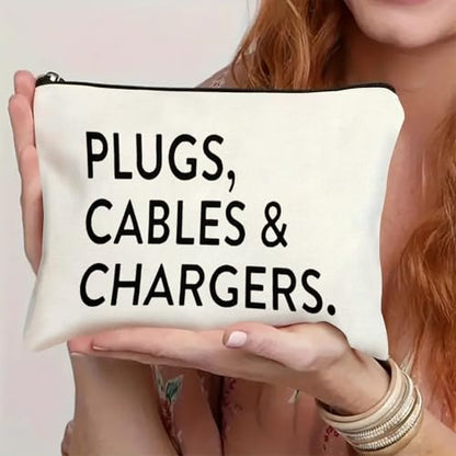Plugs Cables & Chargers - Makeup Bag for Women Travel - Zipper Cosmetic Storage Bag with Vibrant Designs, Soft Fabric & Multi-Use Functionality (Gift for Birthdays, Graduation, Christmas) (Style A) - style: Style a
