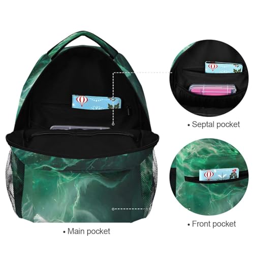 susiyo Green Wolf School Backpack Bookbag Lightweight College Back Pack Travel Camping Casual Daypack for Teens Girls Boys Women Men - color: Green Wolf