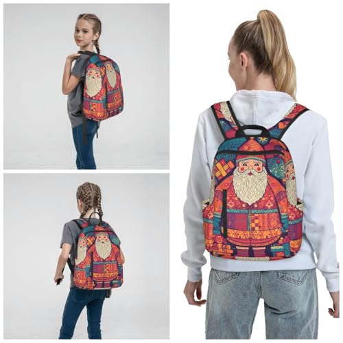 Travel Backpack for Women Men Cartoon Santa Claus Daypack 15 inch Lightweight Computer Bag Casual Back Pack - color: Cartoon Santa Claus1