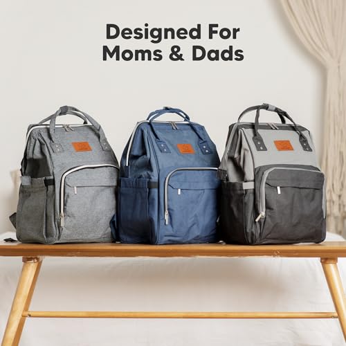 KeaBabies Baby Diaper Bag Backpack - Large Baby Bag for Boys, Girls, Waterproof Multi Function Travel Diaper Backpack with Changing Pad, Durable Travel Essentials for Moms and Dads (Classic Gray) - color: Classic Gray