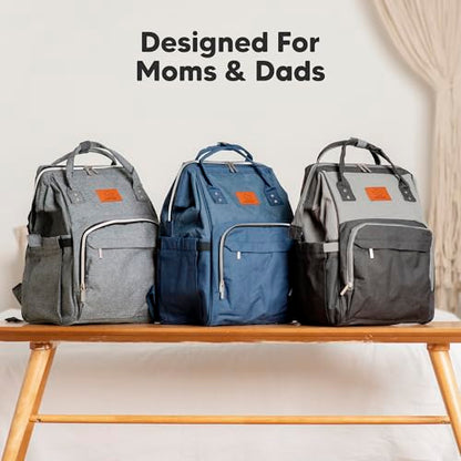 KeaBabies Baby Diaper Bag Backpack - Large Baby Bag for Boys, Girls, Waterproof Multi Function Travel Diaper Backpack with Changing Pad, Durable Travel Essentials for Moms and Dads (Classic Gray) - color: Classic Gray