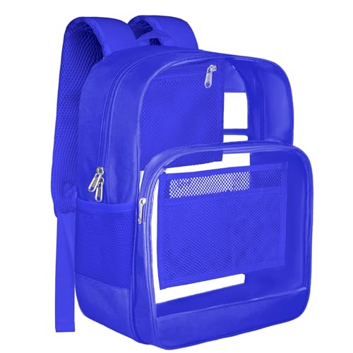 Clear Backpack for School Heavy Duty Clear Bookbag - color: Blue, size: Large