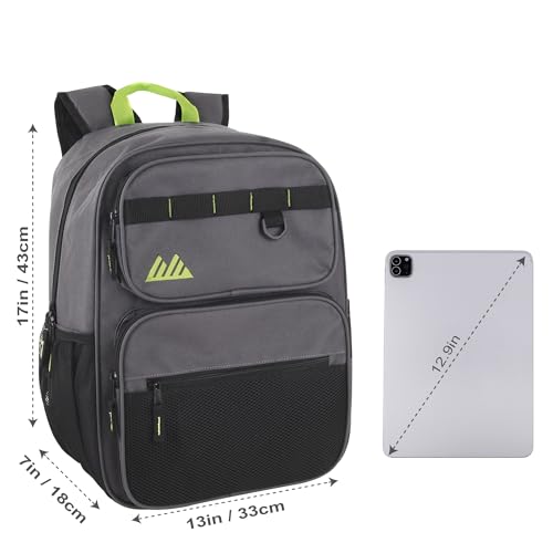 Summit Ridge Travel Backpack for Men and Women, Spacious Work Daypack with Water Bottle Pockets (Gray) - color: Gray