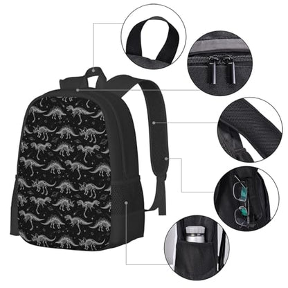 Lightweight Polyester Daypack Funny Dinosaur Skeleton Black, Anti Theft Large Capacity Travel Hiking Backpack Unisex Carry On Bag for Outdoor Commute Business Use - color: Design (1321)