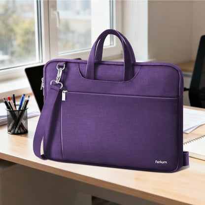 Ferkurn Laptop Case Bag Women Men Computer Sleeve with Shoulder Compatible with HP/Inspiron/Thinkpad/Vivobook/MSI/Surface, 15.6 inch, Violet - color: Violet, size: 15.6 inch