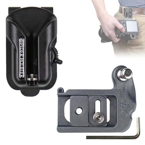 SPIDER HOLSTER – Clip-on Camera Holster and Camera Plate with Durable Stainless Steel Pin – Compatible with Any Belt - color: Spider X Holster + Plate