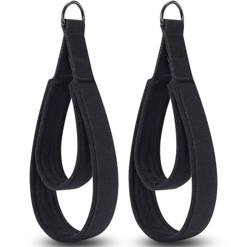 TOBWOLF Pilates Straps - Double Loop D-Ring Straps for Reformer, Padded, Home Gym Workout - color: Black