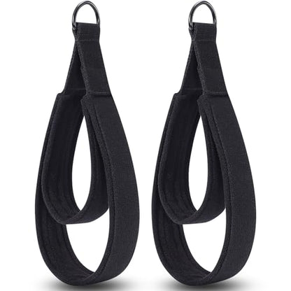 TOBWOLF Pilates Straps - Double Loop D-Ring Straps for Reformer, Padded, Home Gym Workout - color: Black