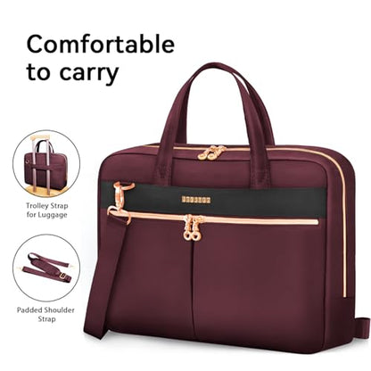 Ferkurn Laptop Bag Case Women Men Computer Bag Compatible with MacBook/HP/LG/Dell, Shoulder Strap Slim Carrying Messenger Briefcase, Wine Red, 15.6-16 Inch - color: Wine Red, size: 15-15.6 inch