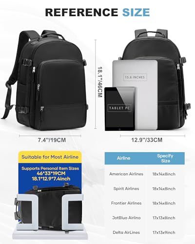 coofay Vacuum Backpack Travel with Pump Vacpack Backpack with Vacuum System Travel Compression Backpacks for Women Mochila De Viaje Carry on Luggage - color: B-black