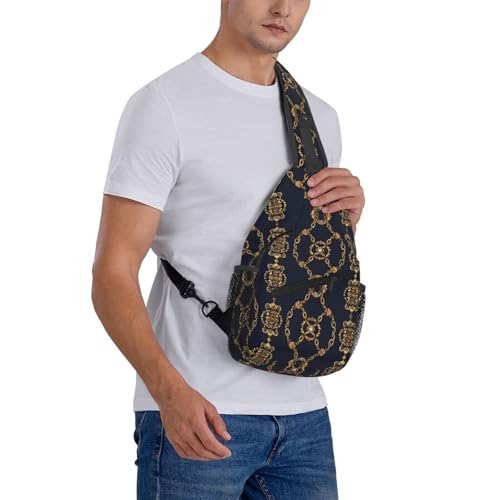 Gold Chains Outdoor Crossbody Shoulder Bag For Unisex Young Adult Hiking Bicycling - color: 6
