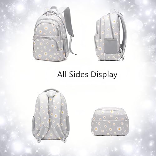 3Pcs Flower Daisy Backpack for Girls with Lunch Box Kids School Bag - color: Black