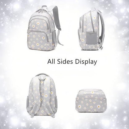 3Pcs Flower Daisy Backpack for Girls with Lunch Box Kids School Bag - color: Black