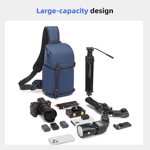 Camera Sling Bag, Crossbody Shoulder Bag for Canon, Nikon, Sony, Fuji DSLR/SLR/Mirrorless Cameras, Photographer Photography Bag (Deep Lake Blue) - color: Deep Lake Blue