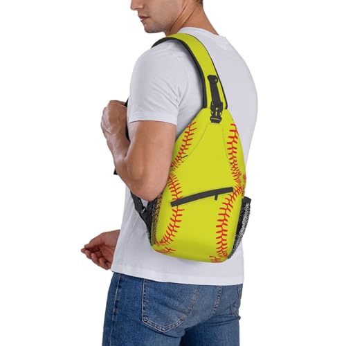 Sling Backpack Unisex Crossbody Chest Bag Shoulder Chest Bag For Women Men Hiking Travel - color: Softball