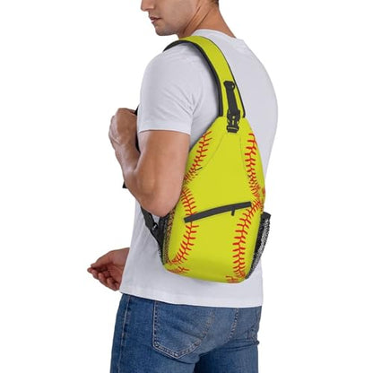 Sling Backpack Unisex Crossbody Chest Bag Shoulder Chest Bag For Women Men Hiking Travel - color: Softball
