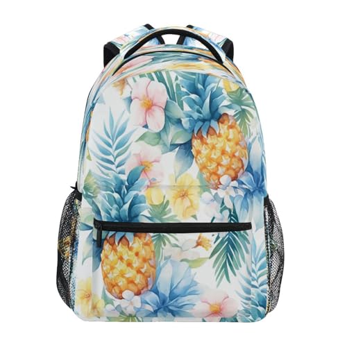 Day Backpack for Women Men Fashion Laptop Bag with Chest Strap Gift Men & Women Sliced Pineapple and Flowers - color: Multicolor15