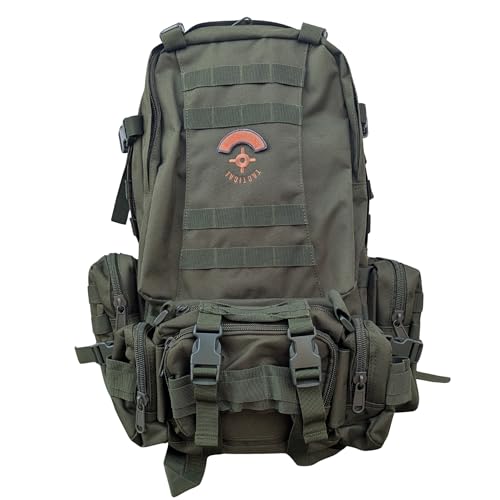 Hunter3 53L Backpack – Waterproof 900D Oxford Material with Molle System, Heavy Duty Outdoor Bag (Army Green) - color: Army Green