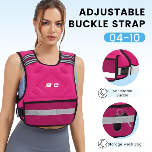 TB3C Adjustable Weighted Vest Woman, 4-10/11-20/20-30 LB Weight Vest for Women, Plus Size Womens Weighted Vest - color: Pink, size: 11-20LB