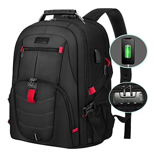 LOVEVOOK Travel Laptop Backpack Waterproof Anti Theft with Lock and USB Charging Port Large Computer Business Backpack for Men Women College (15.6 inch, Black) - color: Black, size: 15.6 inch