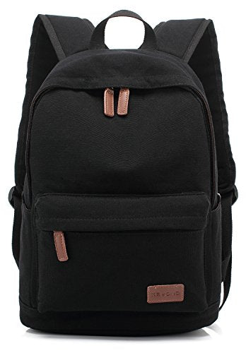 kayond Casual Style Lightweight canvas Laptop Bag/Durable Travel backpacks/Rucksack for Men&Women/Fashion Backpack Fits 15 inch Notebook (Black) - color: Black