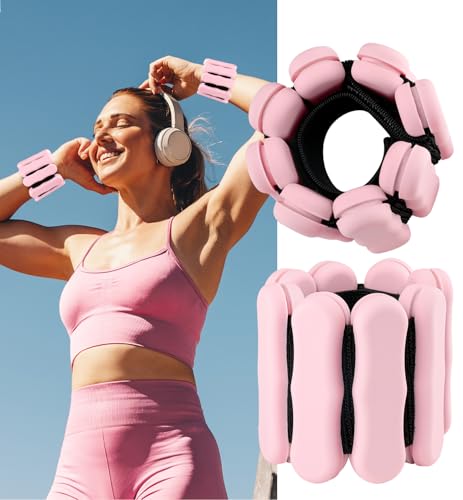 Ankle and Wrist Weights for Women & Men, Adjustable Arm & Leg Weights Set of 2 (1 lb/2 lb Each) Soft Silicone Weighted Bands Weighted Bracelet for Pilates Yoga Dance Walking Running Swimming Water Pool Home Gym Fitness Workout Jogging Gymnastics Aerobics