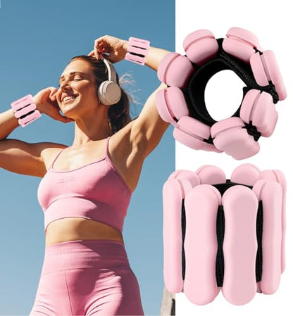 Ankle and Wrist Weights for Women & Men, Adjustable Arm & Leg Weights Set of 2 (1 lb/2 lb Each) Soft Silicone Weighted Bands Weighted Bracelet for Pilates Yoga Dance Walking Running Swimming Water Pool Home Gym Fitness Workout Jogging Gymnastics Aerobics