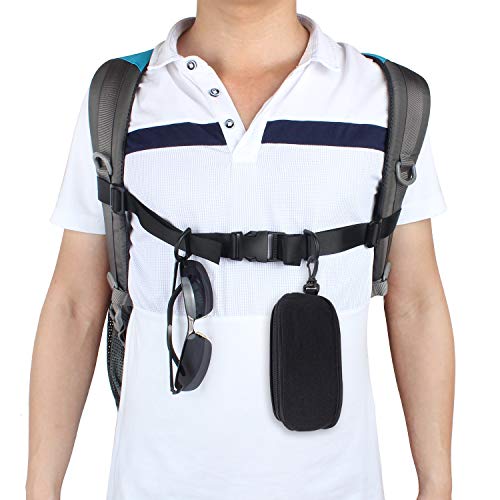 Wisdompro 2 Pack Backpack Chest Straps, Heavy Duty Adjustable Backpack Sternum Strap Belt with 12 Pieces Zipper Pulls - Black