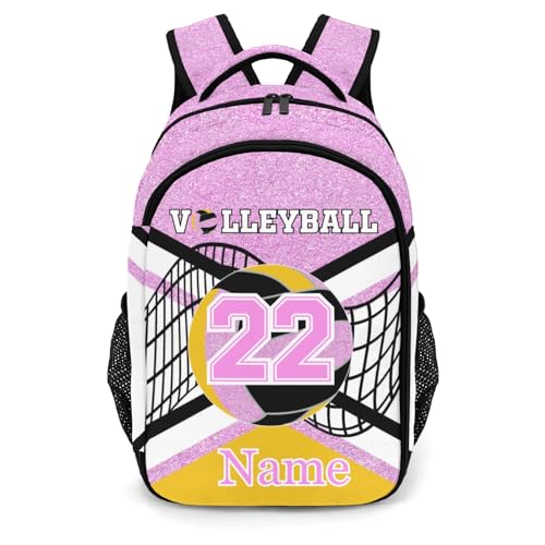 Pink Volleyball Print Shoulder Backpack Bag for Sports Camping Hiking Travelling - color: Muilti 7