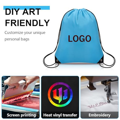 Grneric 50Pcs Drawstring Backpack Bulk Cinch Bag, Drawstring Bags Polyester for Gym Sports Beach Party Trip (Sky Blue) - color: Sky Blue
