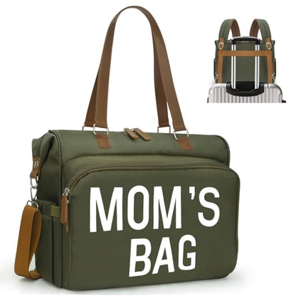 Mom‘s Diaper Bag 4 in 1 Diaper Baby Tote, Hospital Bag for Labor & Delivery, Large Waterproof Baby Travel Weekender with 3 Insulated Pockets,Olive Green - color: Olive Green M