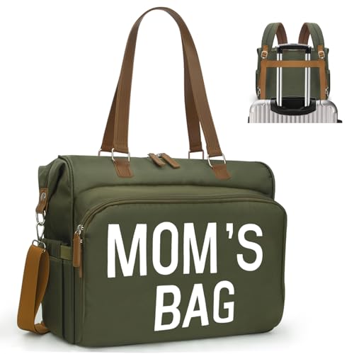 Mom‘s Diaper Bag 4 in 1 Diaper Baby Tote, Hospital Bag for Labor & Delivery, Large Waterproof Baby Travel Weekender with 3 Insulated Pockets,Olive Green - color: Olive Green M