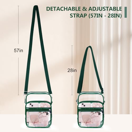 Blvornl Clear Crossbody Bag with Adjustable Shoulder Strap, Stadium Approved PVC Purse Bag, Messenger Bag - color: Green, size: Small