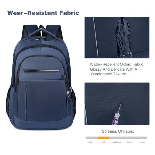 Large Capacity Travel Laptop Backpack, durable and lightweight, 4 compartments, waterproof front, breathable back (Dark blue) - color: Dark Blue