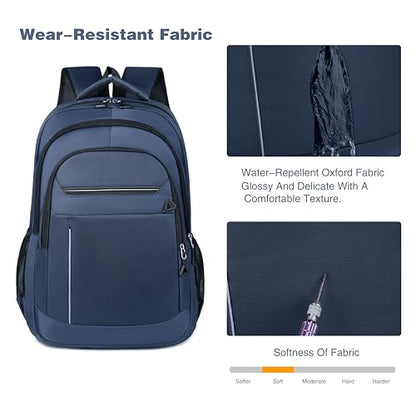 Large Capacity Travel Laptop Backpack, durable and lightweight, 4 compartments, waterproof front, breathable back (Dark blue) - color: Dark Blue