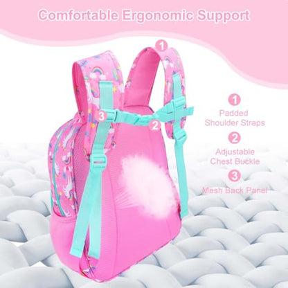 RHCPFOVR Kids Backpack for Girls - Girls Backpack 3-8 Ages Unicorn for Kids 15 Inch School Bookbag for Kindergarten Elementary School Bookbag for Girl 1st 2nd Grade - style: Pink Unicorn