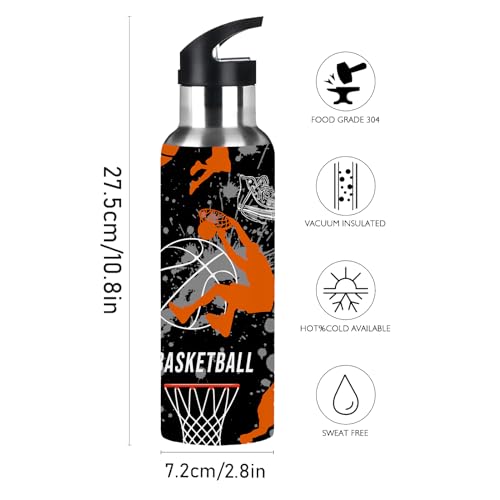 Basketball Backpack and Travel Mug Sport Water Bottle For Boys Girls & Basketball Lover