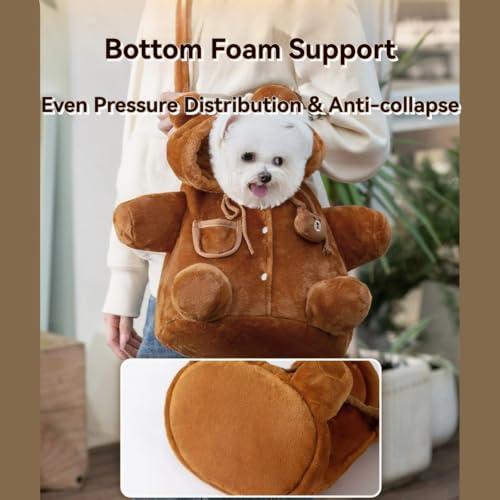 Cat Puppy Costume Plush Outing Backpack Cute Bear Bee Design Anti-Escape Bag for Kitten Cat Small Dog (Bear,Small) - color: bear, size: Small