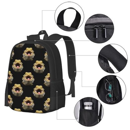 Travel Daypack Bearded Dragon Lizard, Quick-Access Pocket, Side Bottle Holder, for Active Adults - color: Design (410)