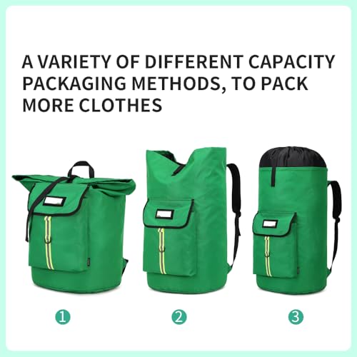 Extra-Large Heavy Duty Laundry Bag Backpack - Drawstring Closure (Grass Green) - color: Grass Green Laundry Backpack
