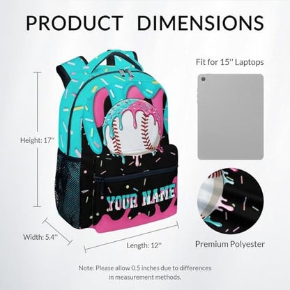 Personalized Kids Backpacks - Custom Baseball Backpack for Boys Kids Sports School Bookbag Youth Player Gift 17" Drip Design Girls Schoolbag for Kindergarten Elementary Primary - color: White