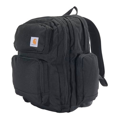 Carhartt 35L Triple-Compartment Backpack, Durable Pack with Laptop Sleeve and Duravax Abrasion Resistant Base, Black - color: Black