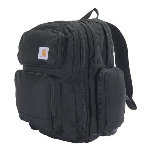 Carhartt 35L Triple-Compartment Backpack, Durable Pack with Laptop Sleeve and Duravax Abrasion Resistant Base, Black - color: Black