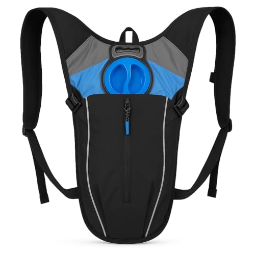 Hiking Backpack with XL Water Bladder (4L, 135oz) Wide-Mouth Hydration Bag with Leakproof Bite-Valve, Easy-Fill Ice Opening, Ergonomic Padded Comfort (Extra Large 1+ Gallon Capacity)