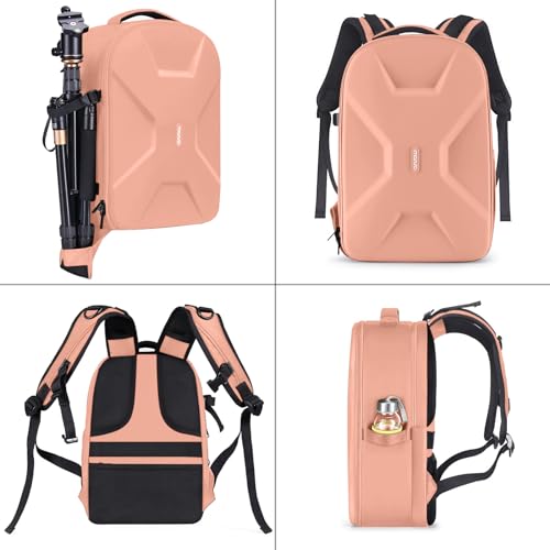 MOSISO Camera Backpack, DSLR/SLR/Mirrorless Photography Camera Bag 15-16 inch Waterproof Hardshell Case with Tripod Holder&Laptop Compartment Compatible with Canon/Nikon/Sony, Salmon Pink - color: Salmon Pink