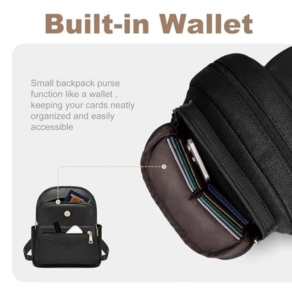 SYTRAH Mini Backpack Purse for Women, Causal Small Backpack with Built-in RFID Wallet & 11" Tablet Sleeve, Stylish Travel Daypack for Daily Black - color: Black